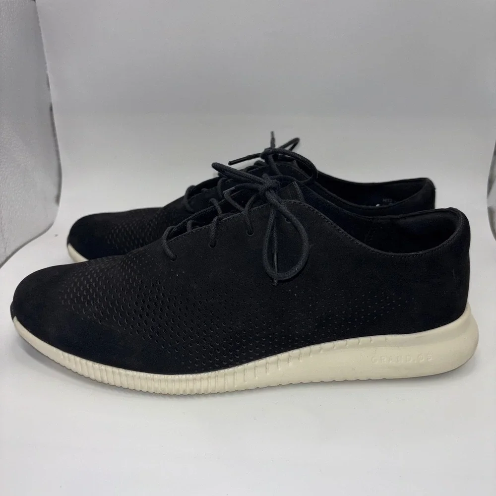 Cole Haan 2.Zerogrand Laser Wingtip Oxford Black Nubuck Sneakers W05122 Women 8B